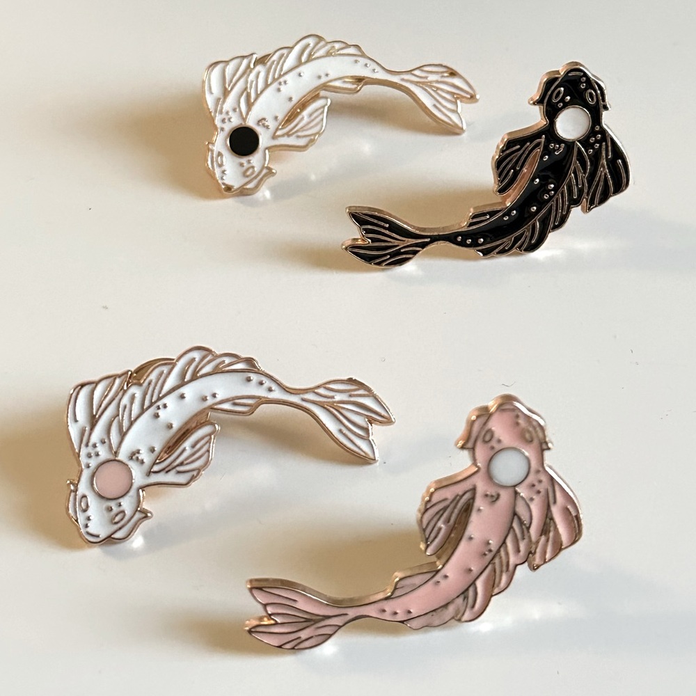 Yin Yang Fish Pins 4pcs